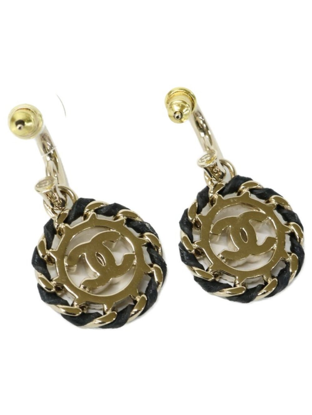 Chanel Rhinestone CC Logo Chain Design Earrings - Picture 4 of 6